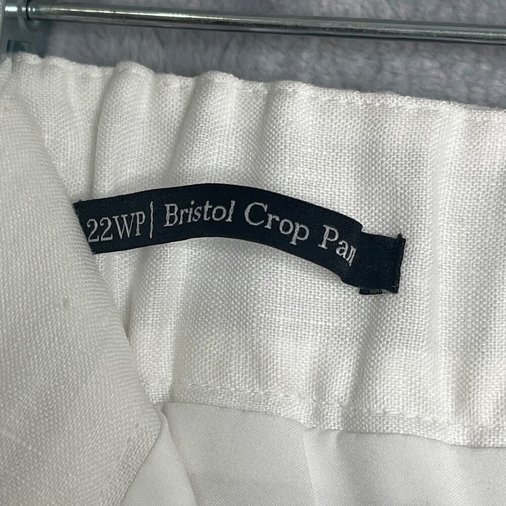 Talbots 100% Linen Bristol Crop Pant White Woemns Plus Size 22W Petite High Rise - Picture 5 of 10